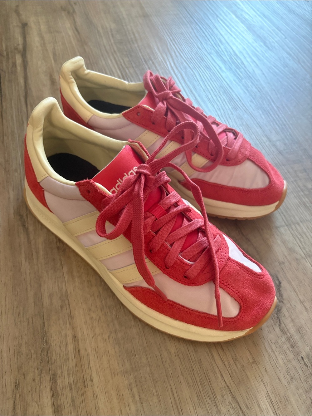 adidas Women’s Red and Cream cloud foam Retro Runner Sneakers